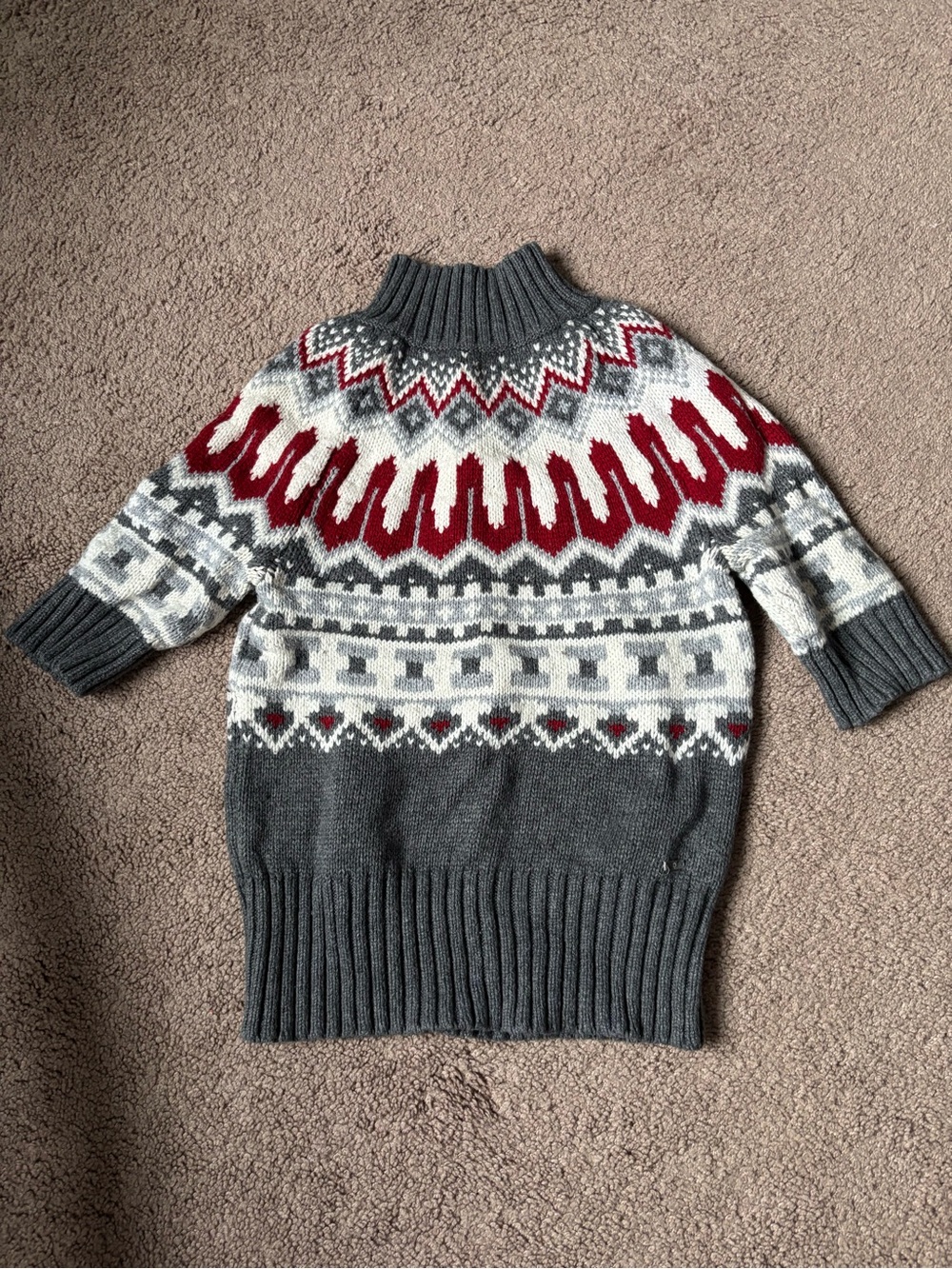 Tommy Hilfiger Ribbed Knit Cuff Sweater - Gray with Red & White Accent